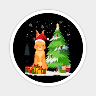 Christmas Pajama Rabbit Santa Hat Matching Family Magnet